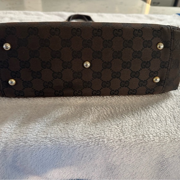 Gucci Chocolate Brown/Black Monogram Tote - Picture 4 of 10